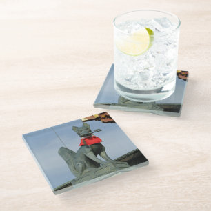 Kitsune キ ネ (Fox) mit Key in Mouth Glasuntersetzer