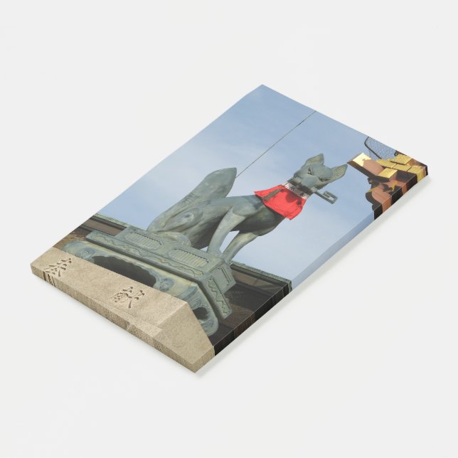 Kitsune キ ネ (Fox) mit Key in Mouth Post-it Klebezettel (angewinkelt)