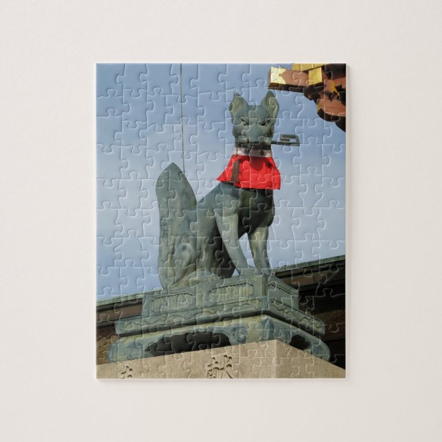 Kitsune キ ネ (Fox) mit Key in Mouth Puzzle (Vertikal)