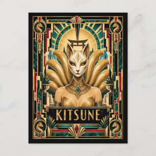 Kitsune, Art Deco Mythisch Postkarte