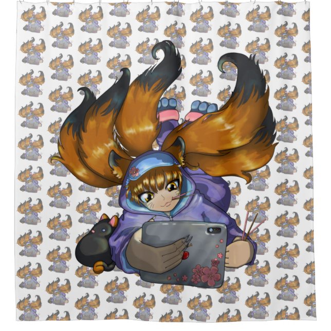 Kitsune Duschvorhang (Vorderseite)