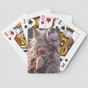 Kitsune Fox Mask Samurai Girl Japanisch Spielkarten