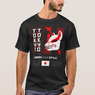 Kitsune-Fuchs Tokio Stadt T-Shirt