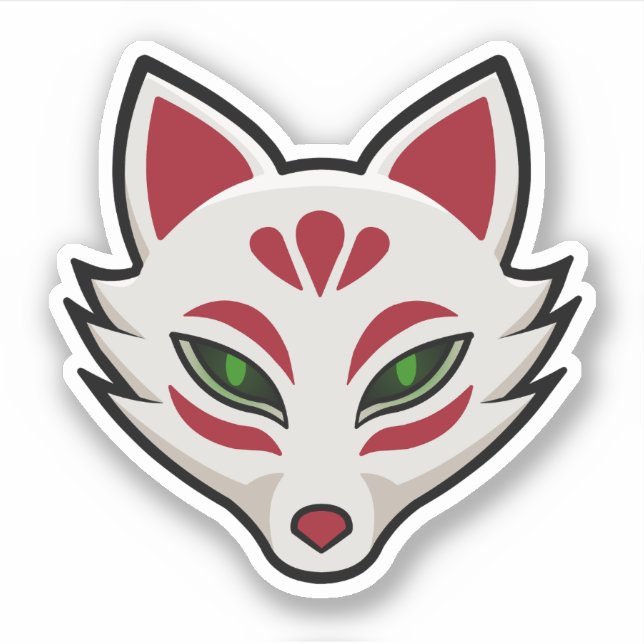 Kitsune-Fuchsmaske Aufkleber (Vorderseite)