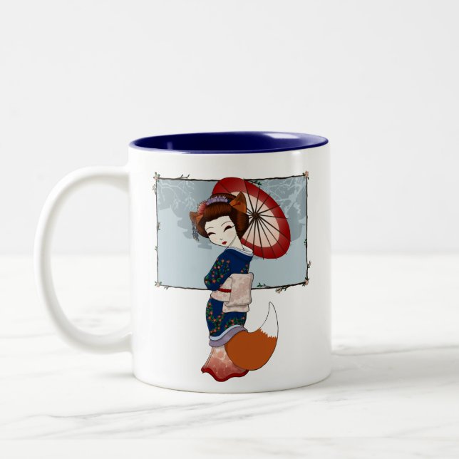 Kitsune Geisha-Tassen Zweifarbige Tasse (Links)