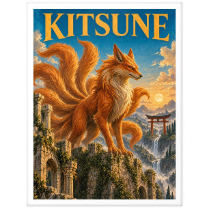 Kitsune, Gothic Fantasy Monster Postkarte