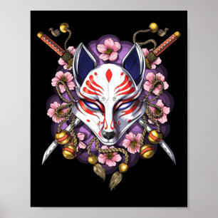 Kitsune Japanese Fox Mask Poster