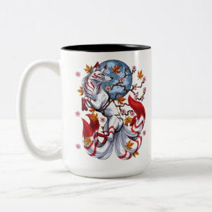 Kitsune Japanese Fox Zweifarbige Tasse