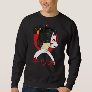 Kitsune Japanese Gaisha Style Grunge Sad Maske Sweatshirt