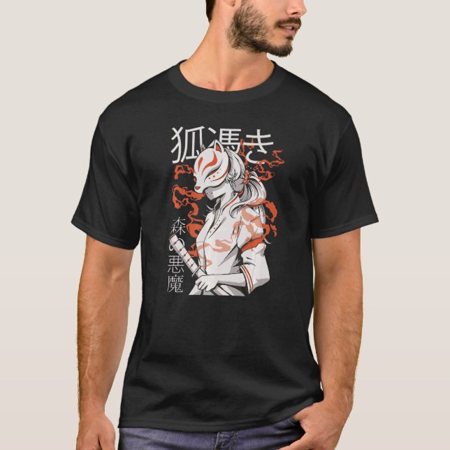 Kitsune Japanisch Samurai Ninja 1 T-Shirt (Vorderseite)