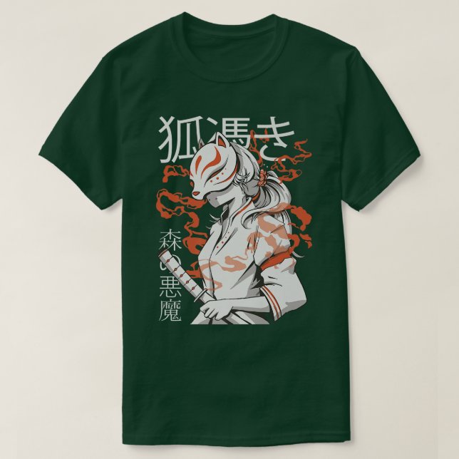 Kitsune Japanisch Samurai Ninja (2) T-Shirt (Design vorne)