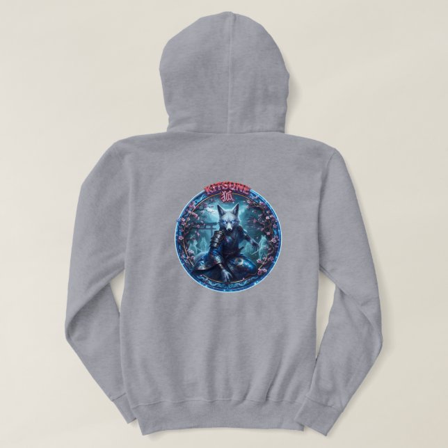 Kitsune Japanischer Fuchsgeist Fantasy Hoodie (Design Rückseite)