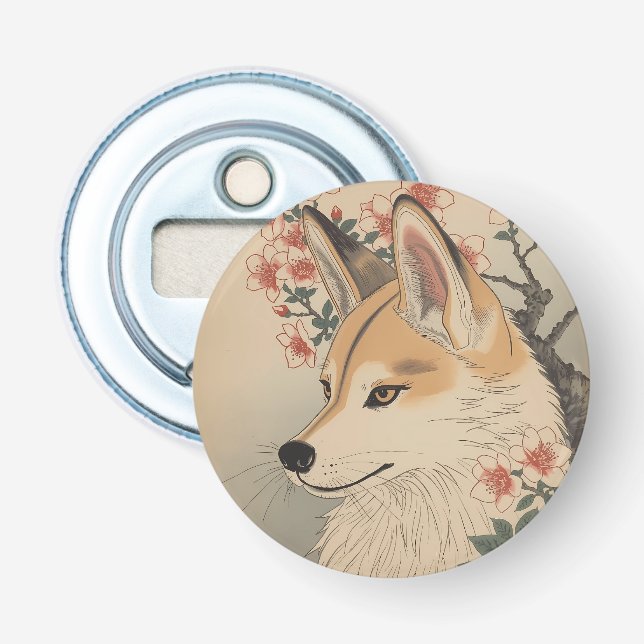 Kitsune & Kirschblüte Flaschenöffner (Vorderseite)