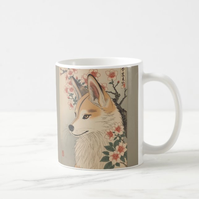 Kitsune & Kirschblüte Kaffeetasse (Rechts)