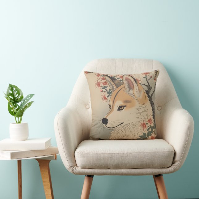 Kitsune & Kirschblüte Kissen (Stuhl )
