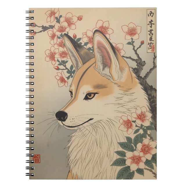 Kitsune & Kirschblüte Notizblock (Vorderseite)