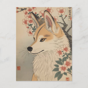 Kitsune & Kirschblüte Postkarte