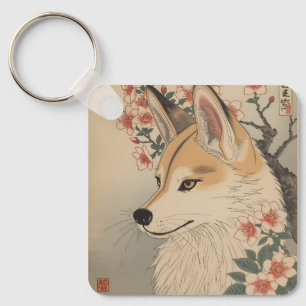 Kitsune & Kirschblüte Schlüsselanhänger