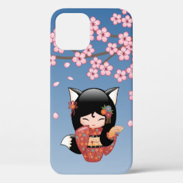 Kitsune Kokeshi Doll - Black Fox Geisha Girl Case-Mate iPhone Hülle