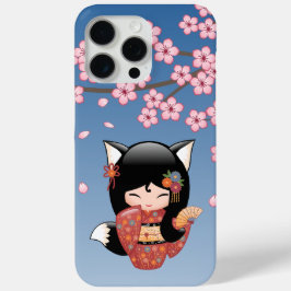 Kitsune Kokeshi Doll - Black Fox Geisha Girl Case-Mate iPhone Hülle