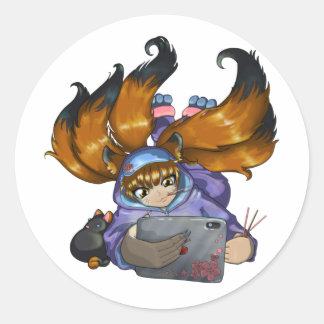Kitsune Life Runder Aufkleber