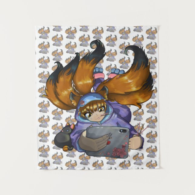 Kitsune Life Wandteppich (Vorderseite)