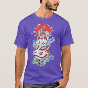 Kitsune Maske mit Katana Schwert, Anime Fan T-Shirt