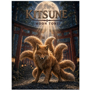 Kitsune Mond Torii Dark Cinema Postkarte