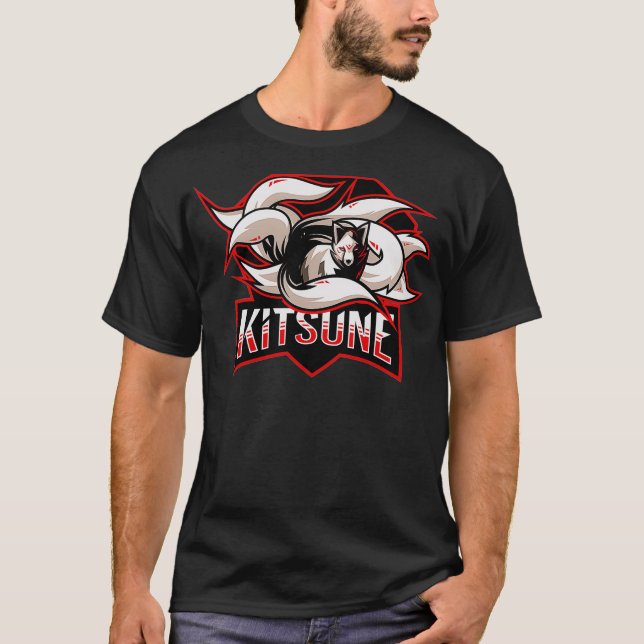 Kitsune Nine Tailing Fox Esport-Logo T-Shirt (Vorderseite)