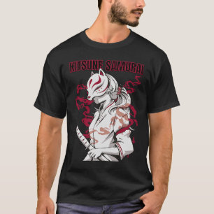 Kitsune Samurai japanische Maske Fox ästhetische I T-Shirt