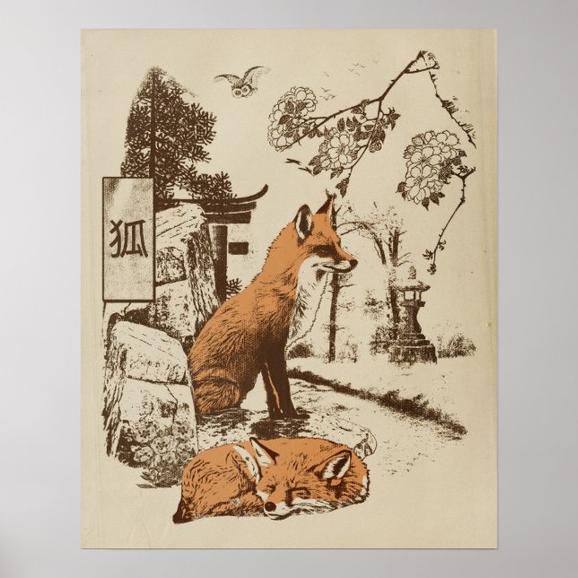 Kitsune - Traditional Japanese Streetwear Design Poster (Vorne)