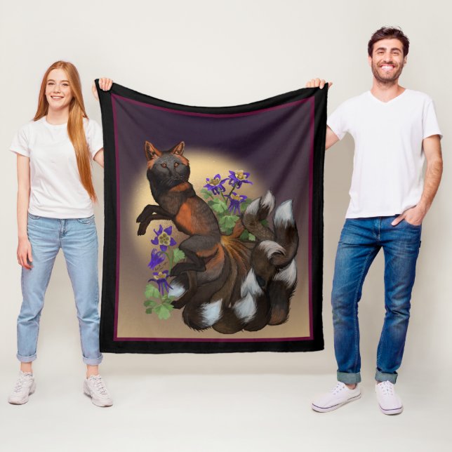 Kitsune und Columbine Blume Fleece Blanket (Beispiel)