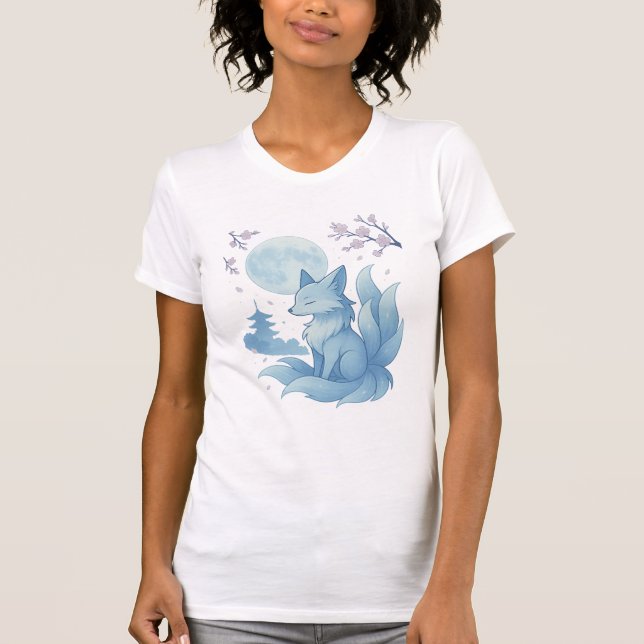 Kitsune unter dem Mondlicht T-Shirt (Vorderseite)