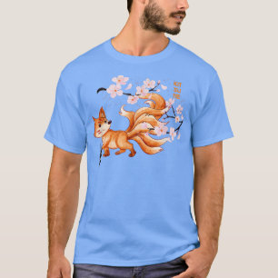 Kitsune Yokai Fox Fantasy Japanese Folklore Cherry T-Shirt
