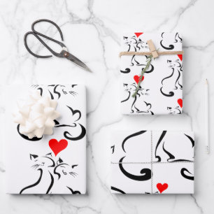 Kitt-Liebe-Wrapping-Papier Flachblech-Set von 3 Geschenkpapier Set