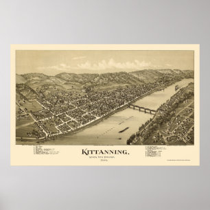 Kittanning, PA Panoramic Map - 1896 Poster