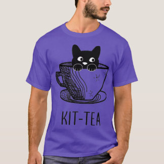 KitTea Katze Lover Niedliche und lustige schwarze T-Shirt