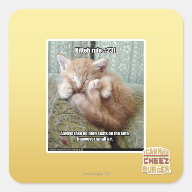 Kitteh-Regel #231 Quadratischer Aufkleber (Vorderseite)