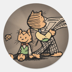 Kitteh und Zacken-Aufkleber Runder Aufkleber