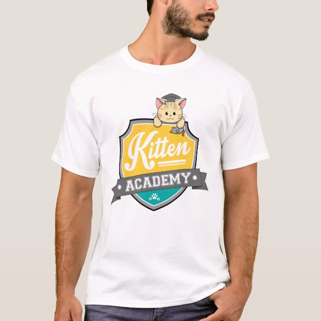 Kitten Academy Wappen T - Shirt (weiß) (Vorderseite)