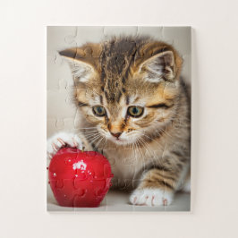 Kitten and Red Love Apple Puzzle