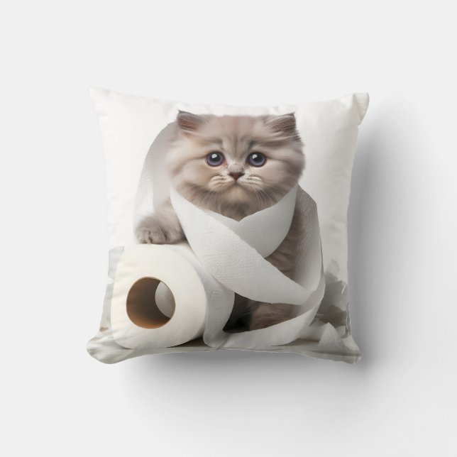 Kitten and Toilet Paper Kissen (Vorderseite)