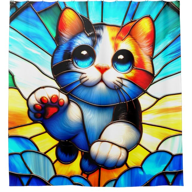 Kitten Artwork Duschvorhang (Vorderseite)