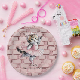 Kitten Ballerina Girl Birthday Party Paper Plates Pappteller