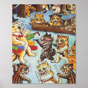 Kitten Banditen von Louis Wain Poster