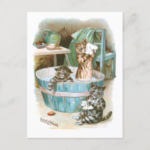 Kitten Bath von Louis Wain Postkarte
