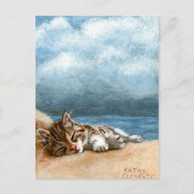 Kitten Beach Storm Postcard Postkarte (Vorderseite)