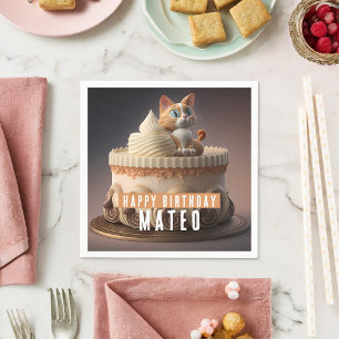 Kitten Birthday Cake - Party Serviette