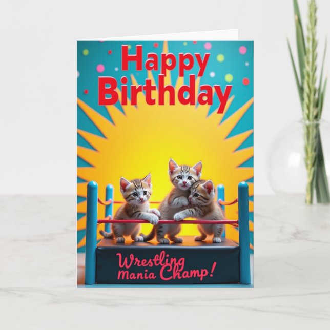 Kitten Birthday Mania Champ Karte (Vorderseite)