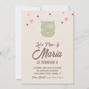 Kitten Birthday Paw-ty Party Animal Confetti Einladung
